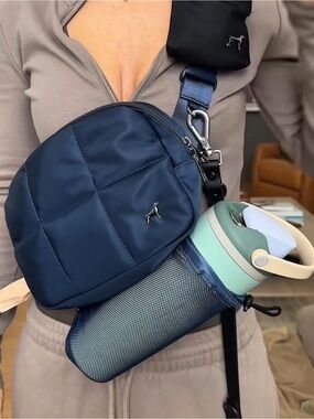 Parker and Co - Navy Quilted Crossbody Sling Bag - Dog Walking Bag